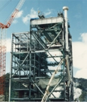 建设中的3号碱回收锅炉（1990年）
